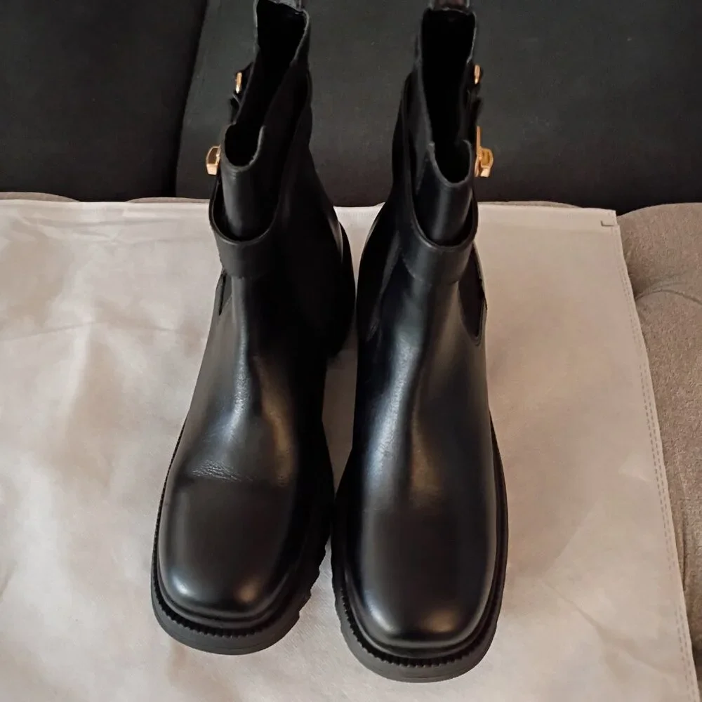 STEVE MADDEN BLACK LEATHER GATES WOMEN'S BOOT SZ 10 NWOT NWOB - Picture 6 of 11